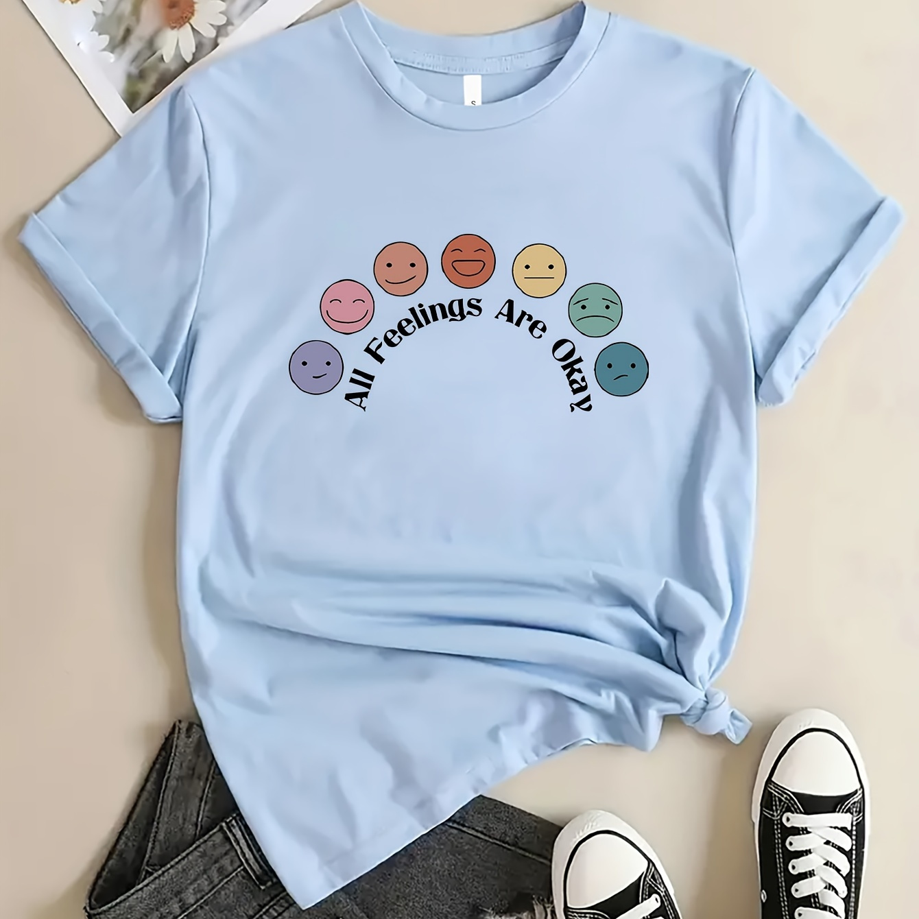 

Cartoon Print T-shirt, Short Sleeve Crew Neck Casual Top For Summer & Spring, Women's Clothing