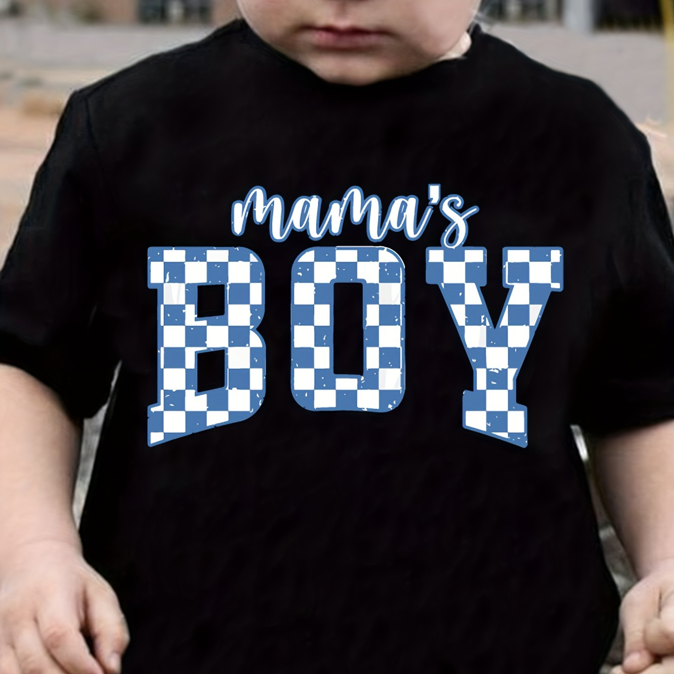 

Mama's Boy Print Tee, Boys' Casual & Trendy Crew Neck Short Sleeve T-shirt For Spring & Summer, Boys' Clothes For Everyday Life