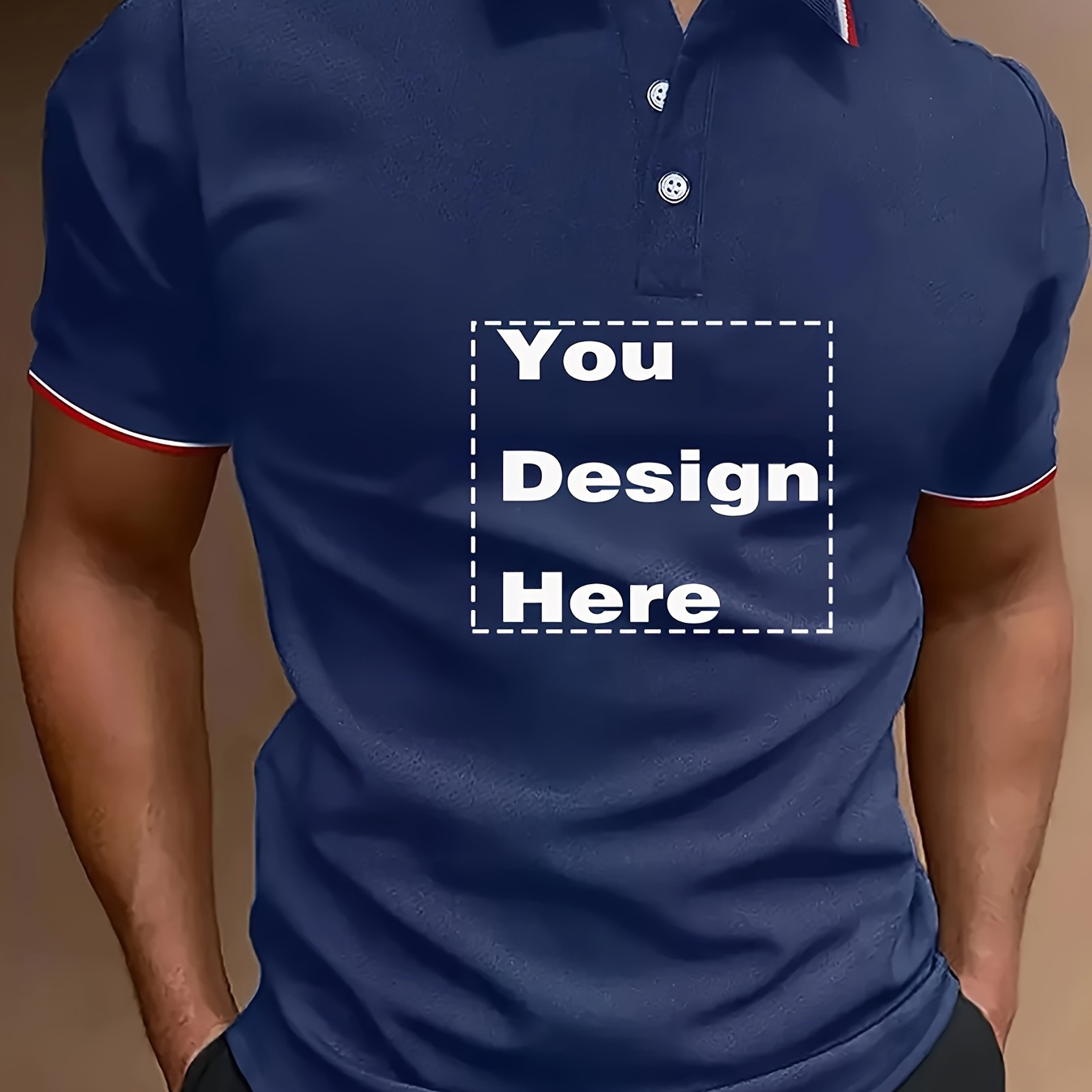 

Front Chest Custom Print Men's Short Sleeve Lapel Golf T-shirt, Business Tennis Tees, Casual Comfortable Versatile Top For Summer, Outdoor Sports