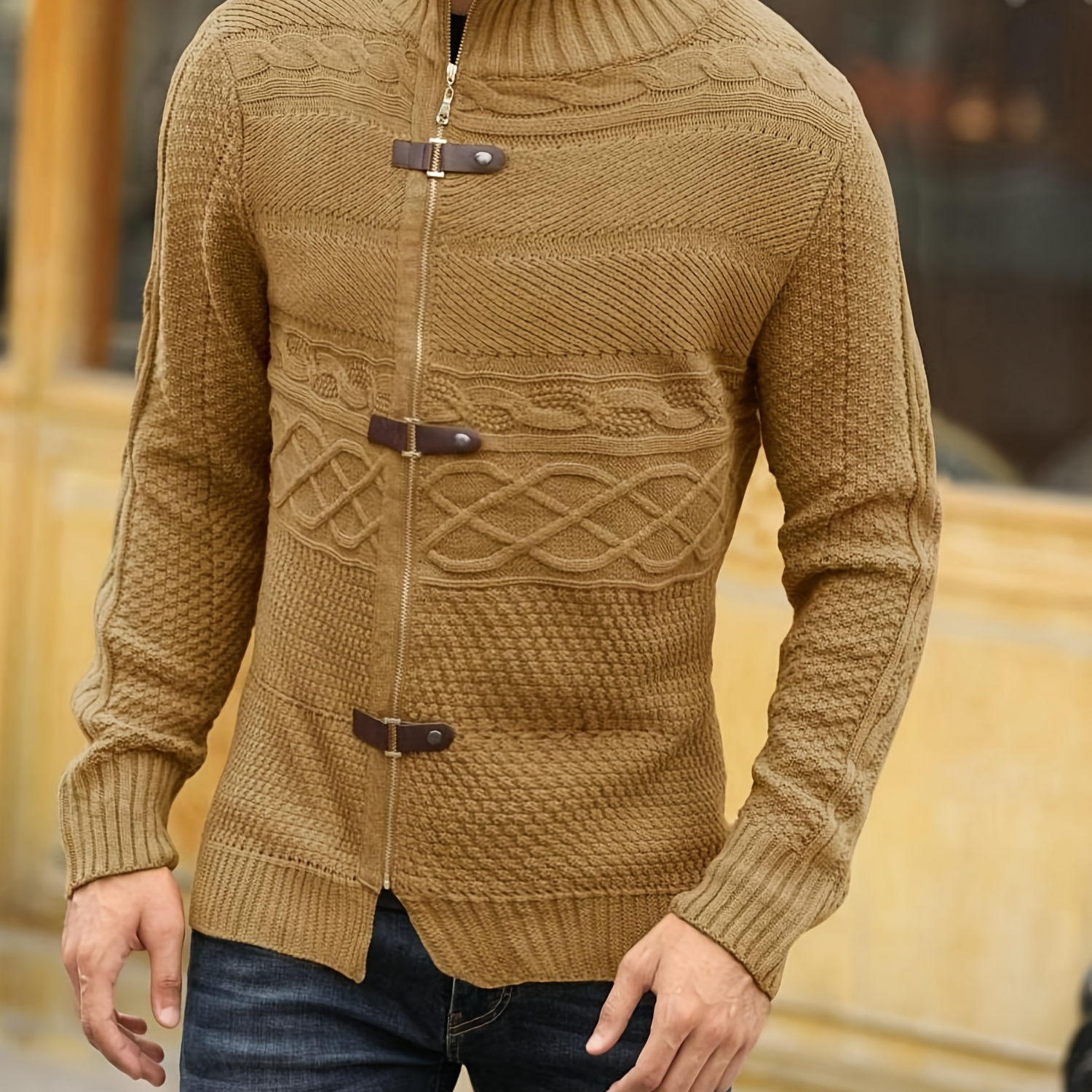 

Knitted Oplique Zip Long Sleeve