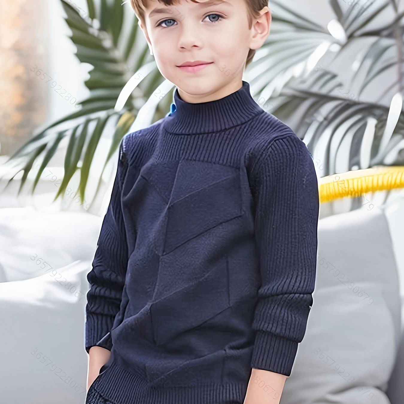 

Boys Casual Knit Pullover - Viscose Blend Crew Neck Sweater With Long Sleeves, Plaid Pattern, Medium Stretch For Fall/winter - Applicable For Ages Over 3 Years