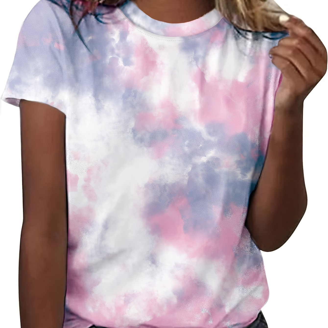 

Tie Dye T-shirt, Short Sleeve Crew Neck Casual Top For Summer & Spring, Women's Clothing
