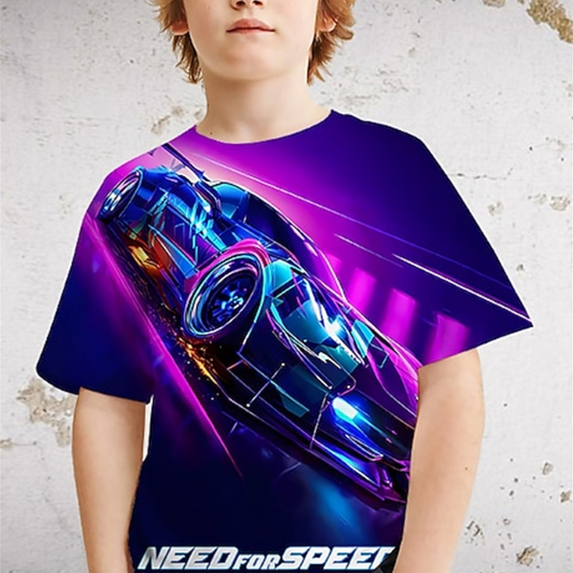 

Fashion Cool Racing Car Print Boys Creative T-shirt, Casual Lightweight Comfy Short Sleeve Crew Neck Tee Tops, Kids Clothings For Summer