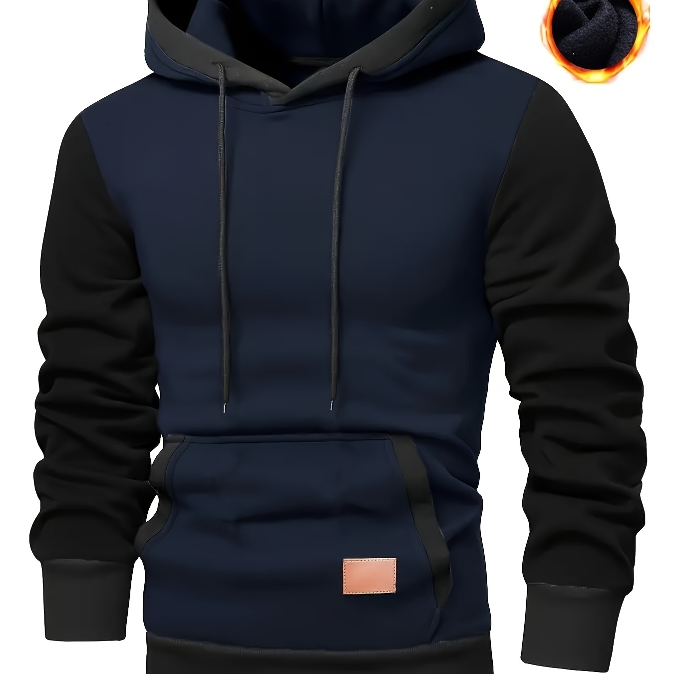 

Patchwork Color Men Hooded Long-sleeved Hoodie Men's Matching Color Drawstring Hooded Long-sleeved Kangaroo With Out Exercise Training Jogging Coat Winter Festival, Fashion