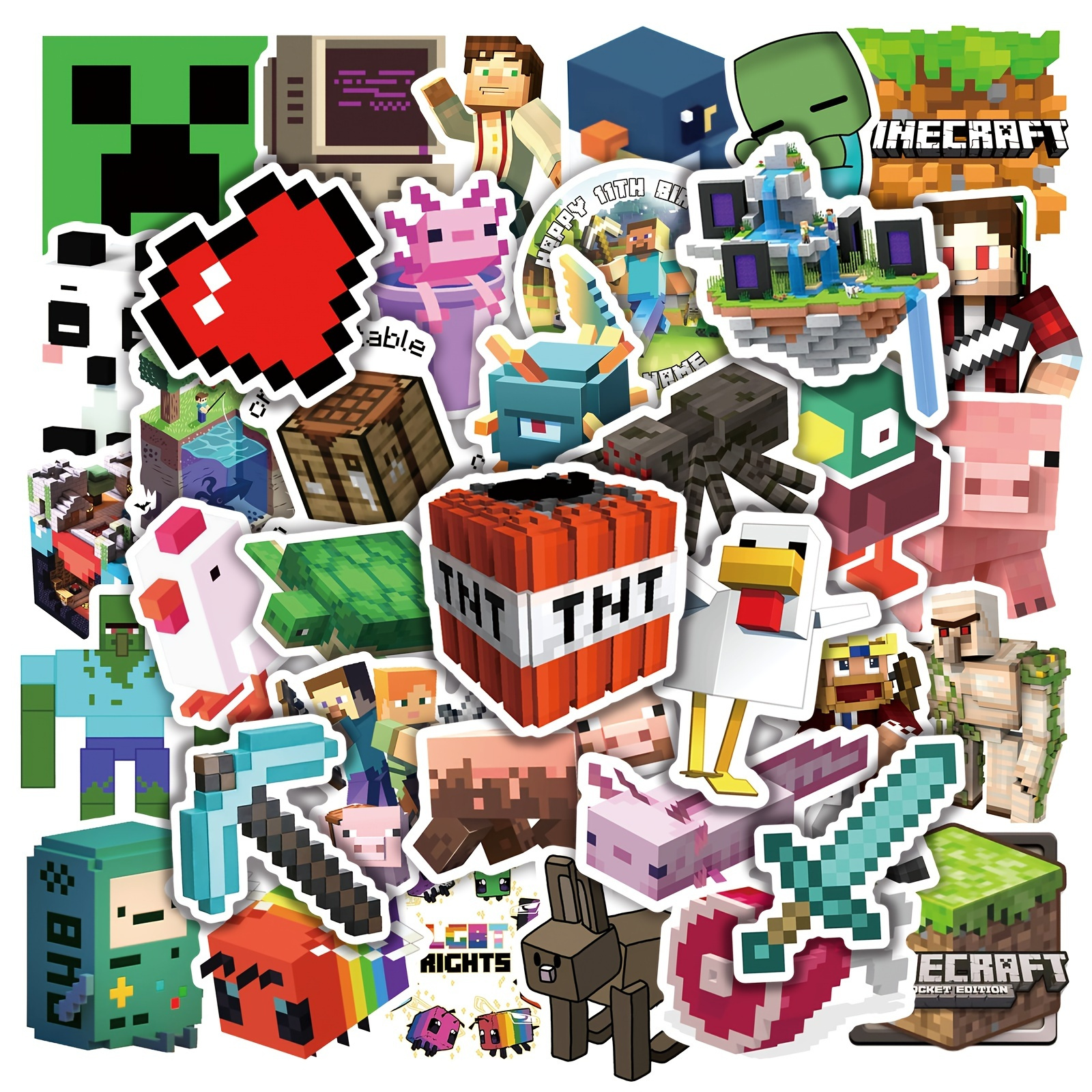 

50pcs Pixel Square Series Stickers - Add Fun & Style To Your Suitcase, Notebook, Water Cup & More!