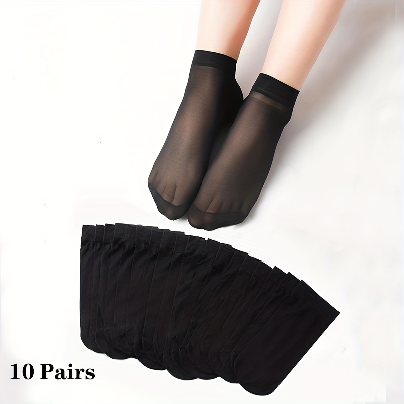 

10 Pairs Sheer Mesh Short Socks, Lightweight & Breathable All-match Socks, Women's Stockings & Hosiery