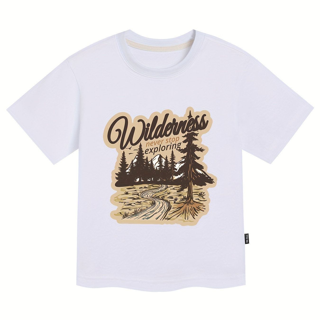 

Boys Casual T-shirt, Lightweight Comfy Short Sleeve Tops, Wilderness Graphic Tees For Unisex Toddlers Summer, Kids Clothings
