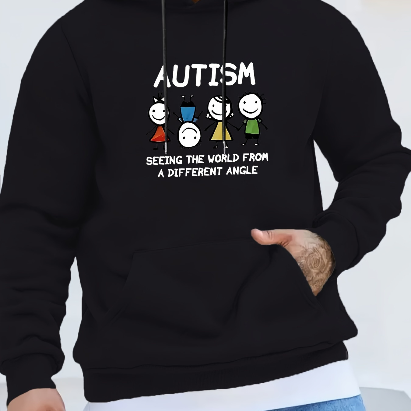 

1pc Autism , Polyester , Long Sleeve, Regular Fit, Slight , Pattern, Applique , Hooded - Regular Length