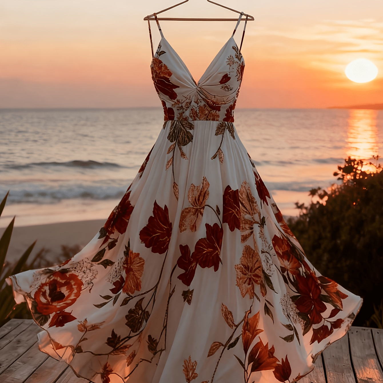 Women's Printed Sleeveless Dress, Casual Holiday Style Maxi Dress
