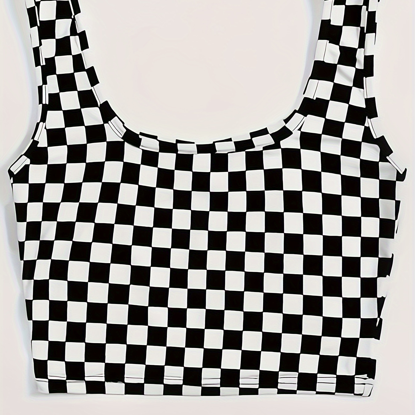 

Checked Print Crop Tank Top, Casual Sleeveless Tank Top For Summer, Women's Clothing