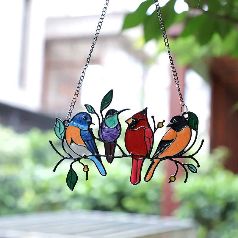 

1pc, Multicolor Birds Metal Iron Art, Double-sided Painted Colorful Window Bird Painted, Indoor And Outdoor Hanging Ornament Decoration Pendant, Scene Decor, Room Decor