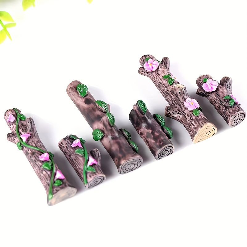 

6pcs Resin Tree Stumps For Fairy Garden Decoration - Perfect For Diy Bonsai, Outdoor Gardening, Tabletop Ornaments & More!