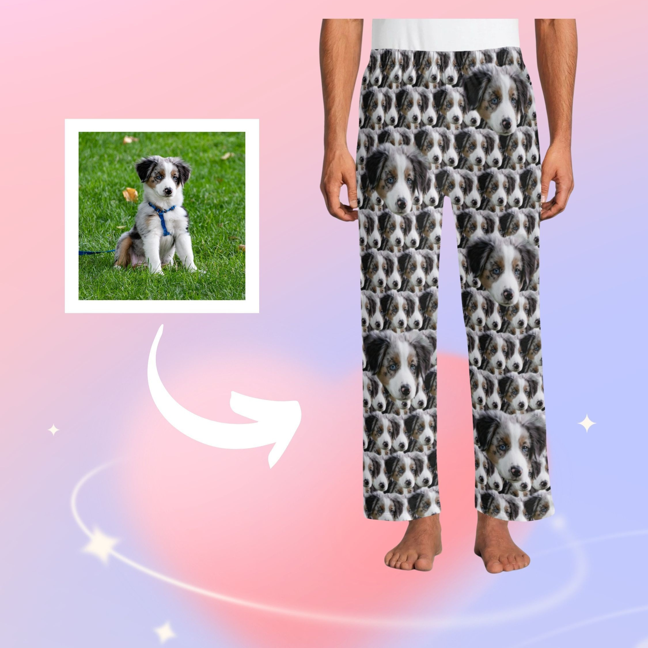 

Custom Men's Pajama Pants, Personalized Pet Photo Lounge Sleepwear, Comfortable Elastic Sleep Pants Unique Holiday Gift For Him