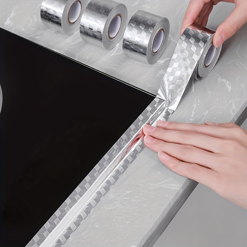 

1 Roll Aluminum Foil Tape, Waterproof Mildew Proof Oil Resistant High Temperature Tape For Kitchen Toilet Stove Sink, Beauty Seam Sticker, Aluminum Foil Tape Sticker