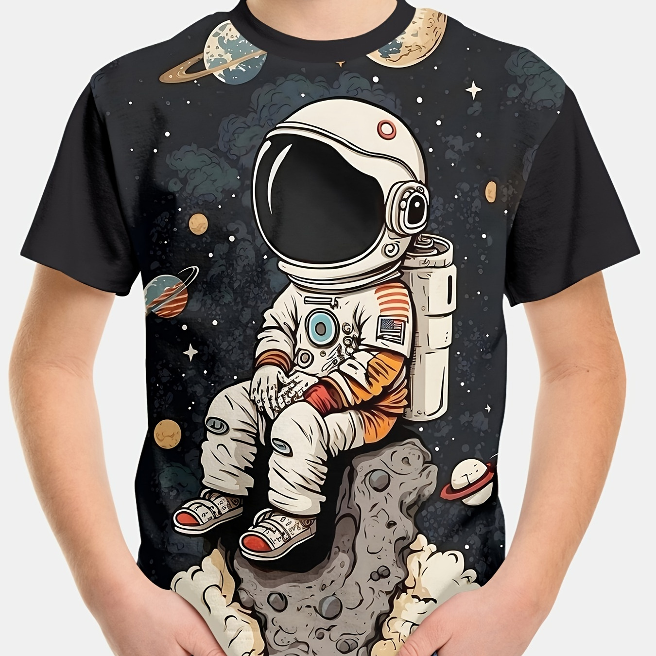 

Cartoon Space Astronaut 3d Print T-shirts For Boys - Cool, Lightweight And Comfy Summer Clothes!