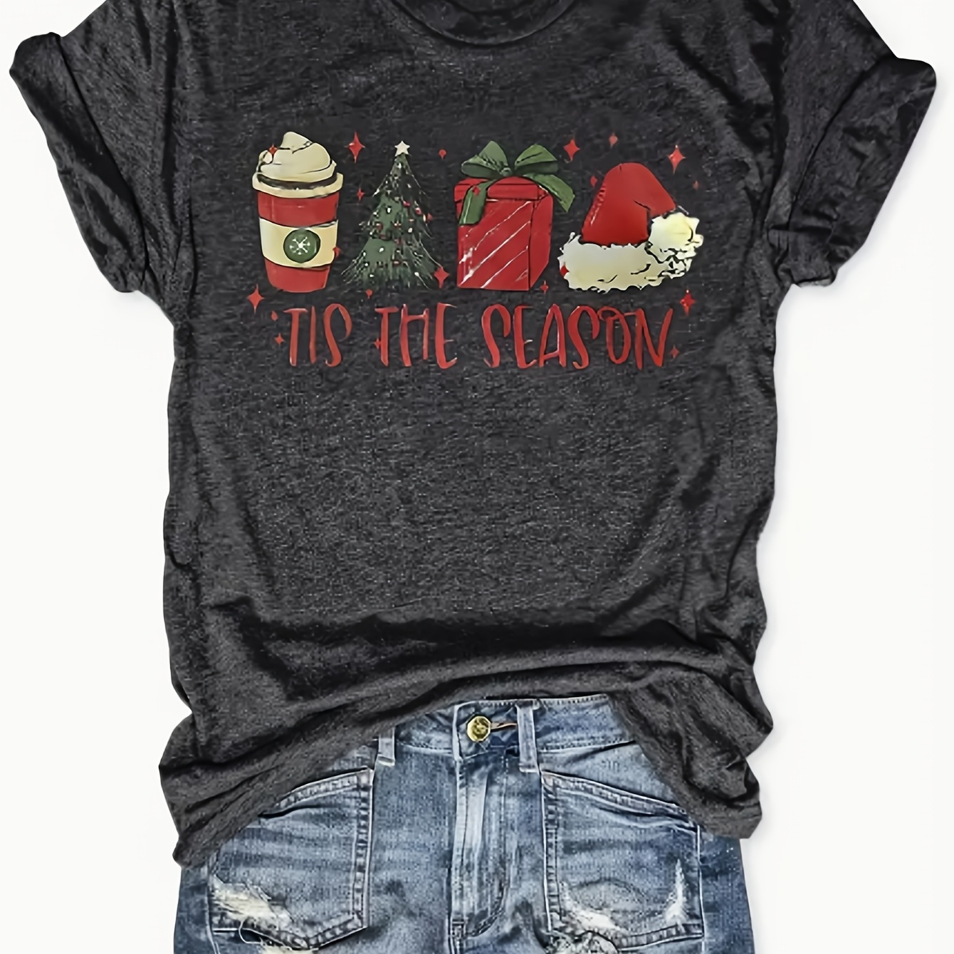 

Women's Casual Christmas Short Sleeve Crew Neck Summer Tee