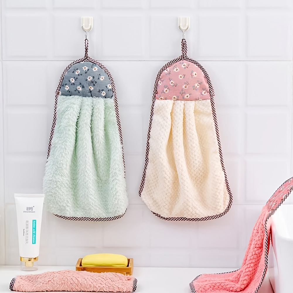 Cute Hand Towel With Hanging Loops, Creative Coral Fleece Hand Towel, Super  Absorbent Hand Towel, Suitable For Bathroom, Kitchen, Dormitory - Temu