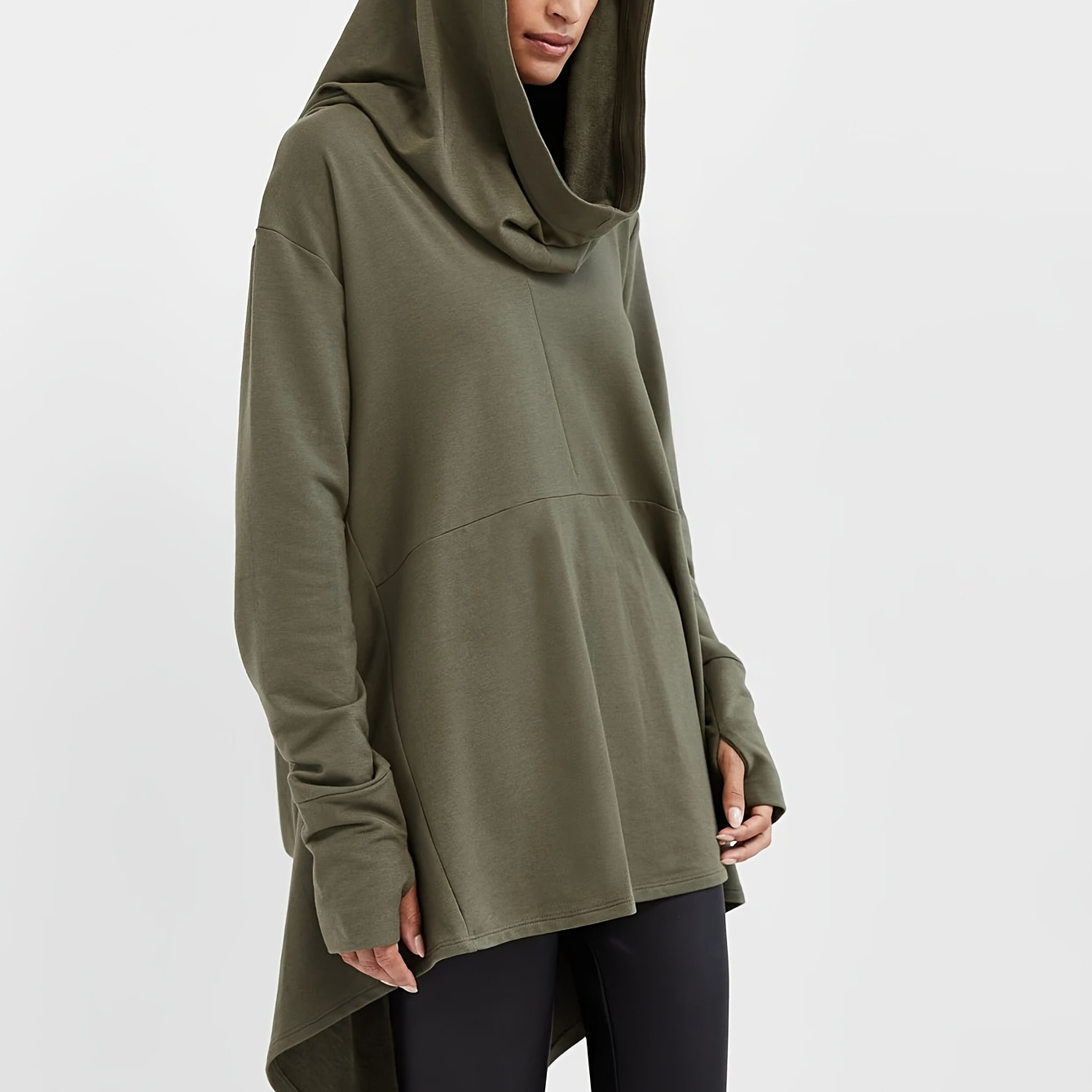

Plus Size Long Sleeve Hooded Loose Fit Oversized Knit Sweater For Women - Casual