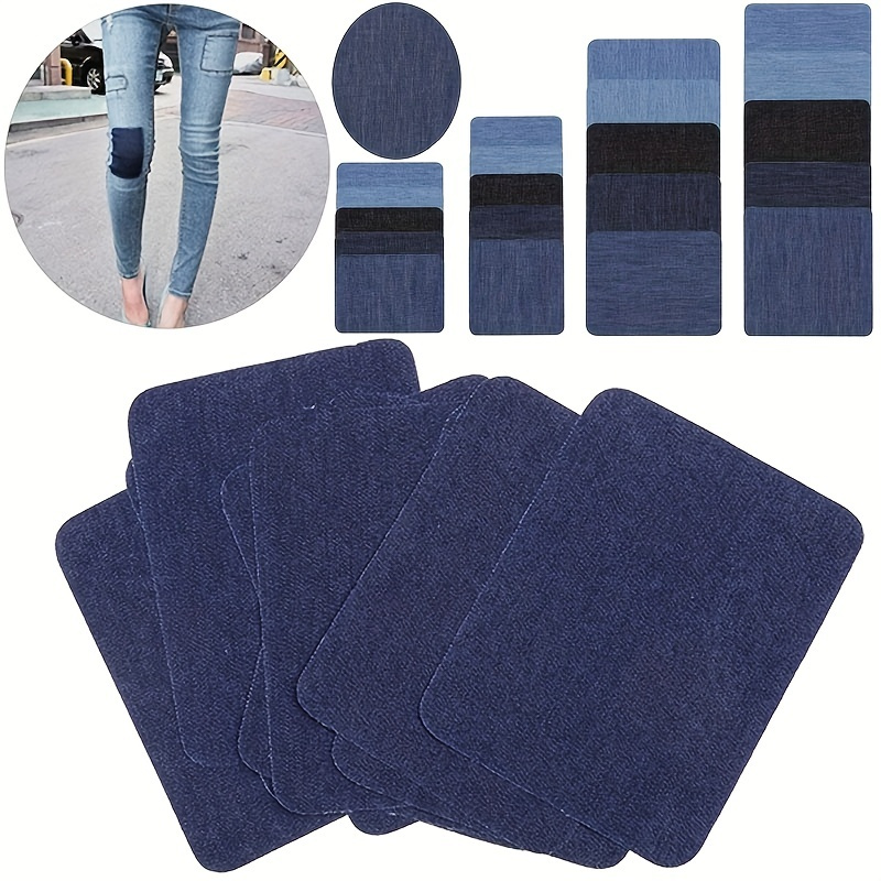 Denim Color Multi shaped Self adhesive Cloth Patch For Jeans - Temu