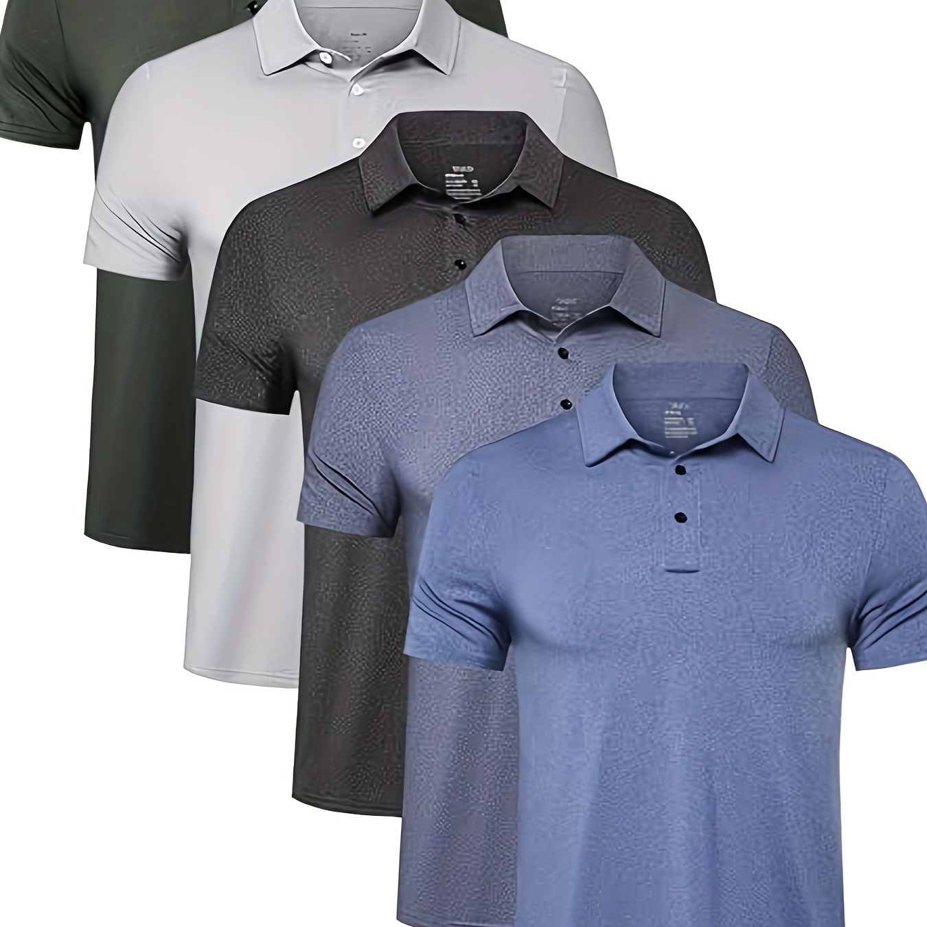 

5 Pack Mens Polo Shirts Quick Dry Short Sleeve Golf T Shirt Performance Moisture Wicking Casual Workout