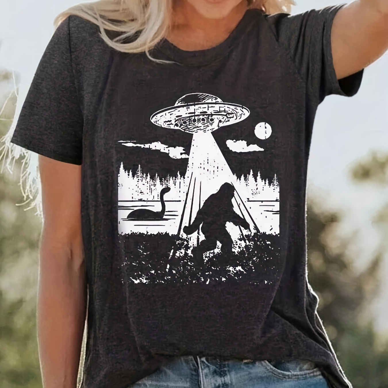 

Graphic Print T-shirt, Casual Crew Neck Short Sleeve Summer T-shirt, Women's Clothing