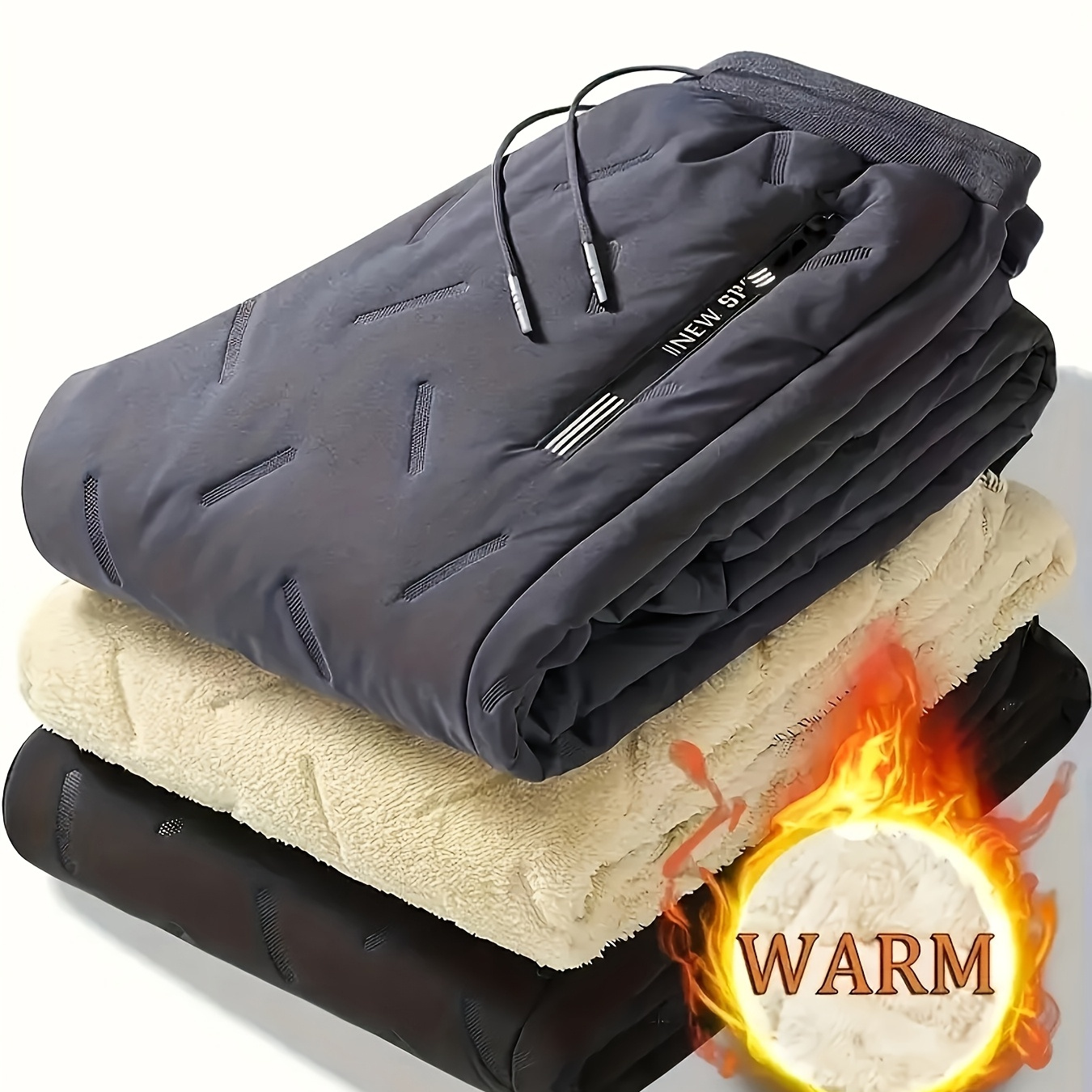 

Men's Winter Fleece-lined Outdoor Straight-leg Pants, Thickened Warm Hiking And Casual Trousers.