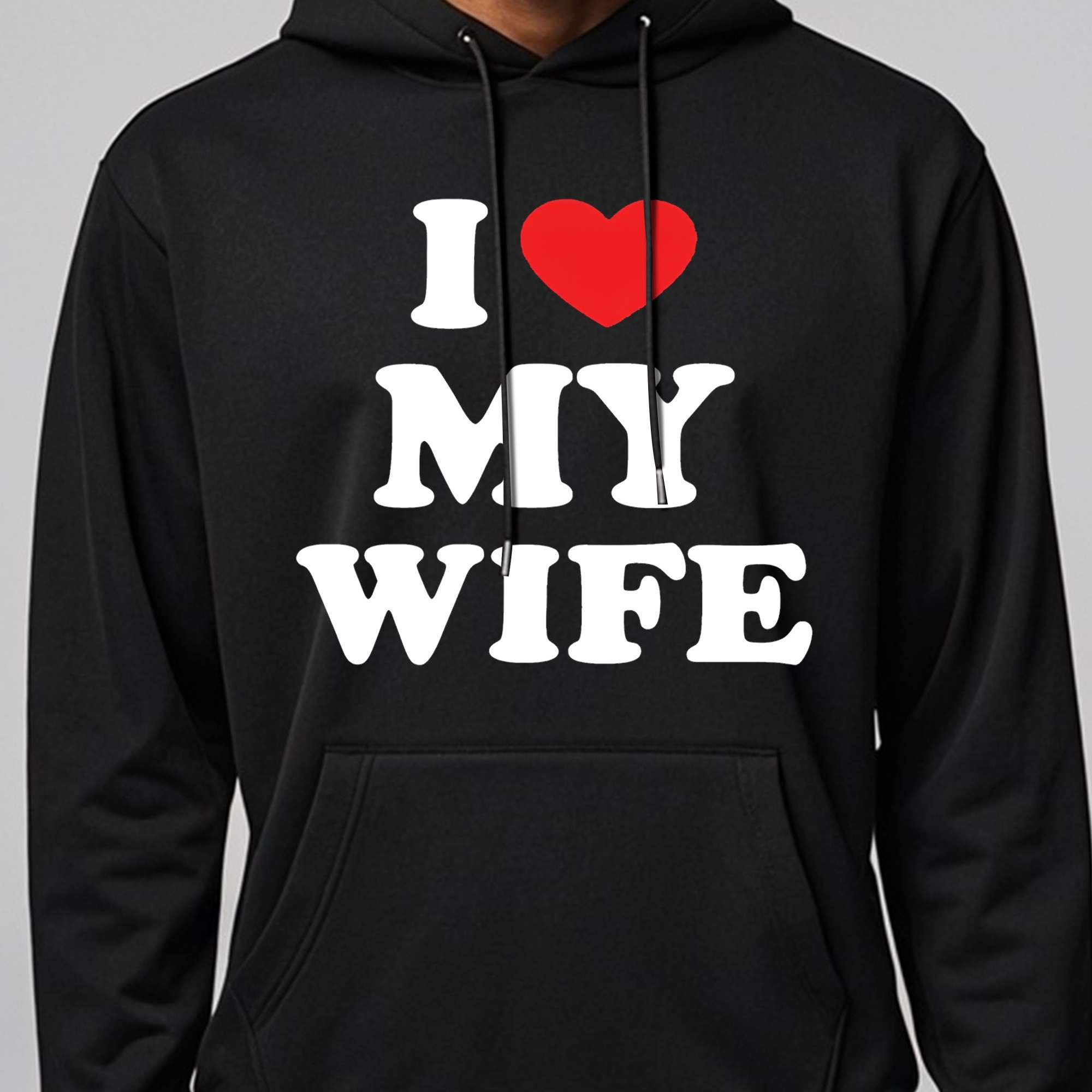 

I Love My Wife Sweatshirt Men's Crew Neck With Pockets Comfortable Hoodie Funny Graphic For Winter Fall Outdoor Work Varsity Casual Streetwear Made In Usa