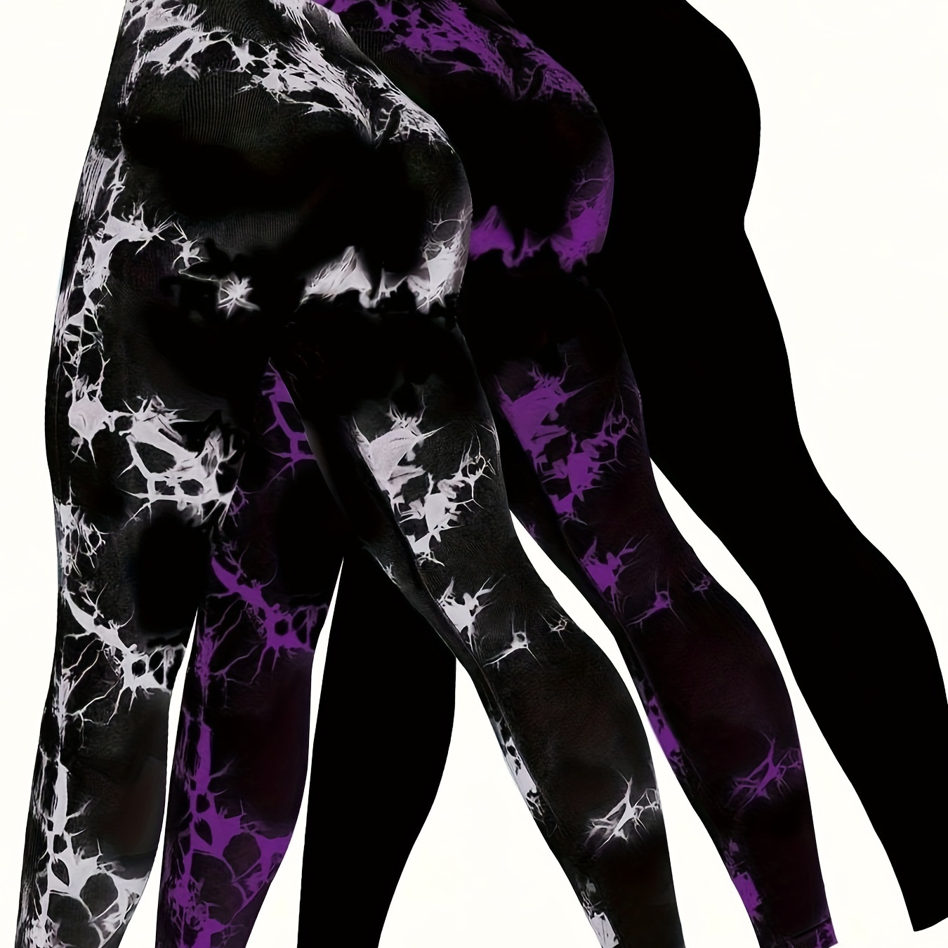 

3-pack High Waisted Leggings, Tie-dye Yoga Pants, Tummy Control Compression Fit, Slimming Workout Trousers