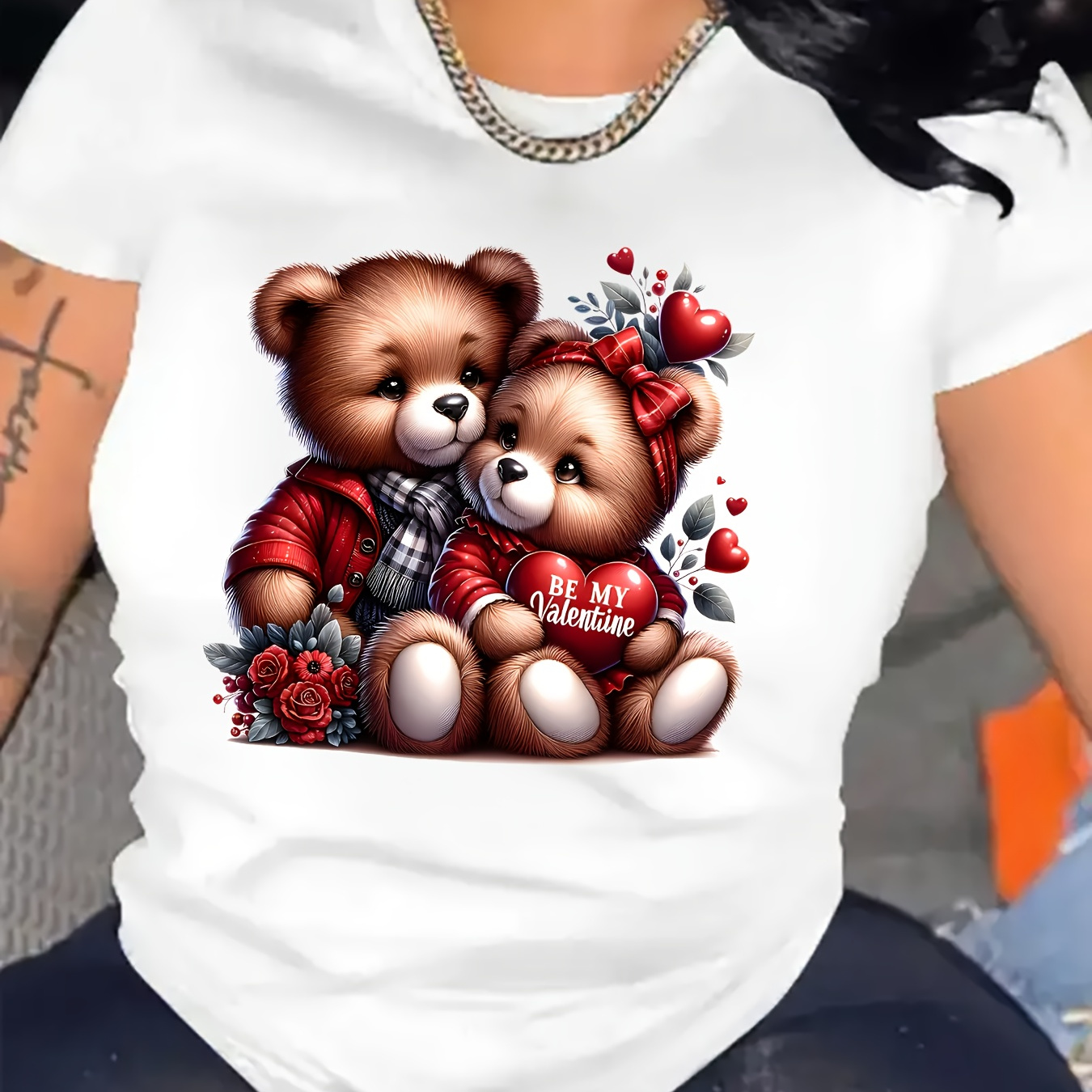 

Vêtements, chaussures et bijoux > Mode femme > Vêtements femme grande taille > > Hauts grande taille > T-shirts grande taille avec un joli design de couple d' en peluche, pour de la Saint-Valentin.