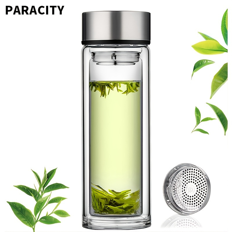 1pc 12oz 350ml Glass Tea Bottle Double Layer Borosilicate Portable