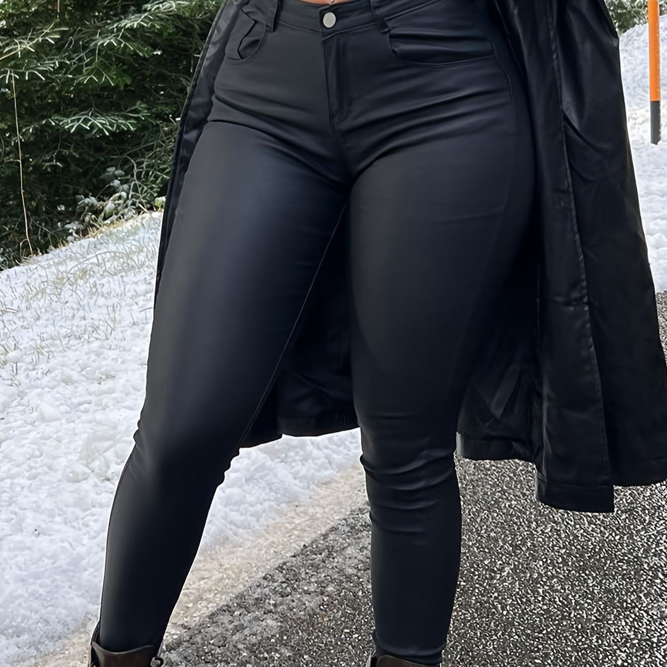 

Faux Leather Skinny Pants, Sexy High Waist Pants For Every Day, Women's Clothing