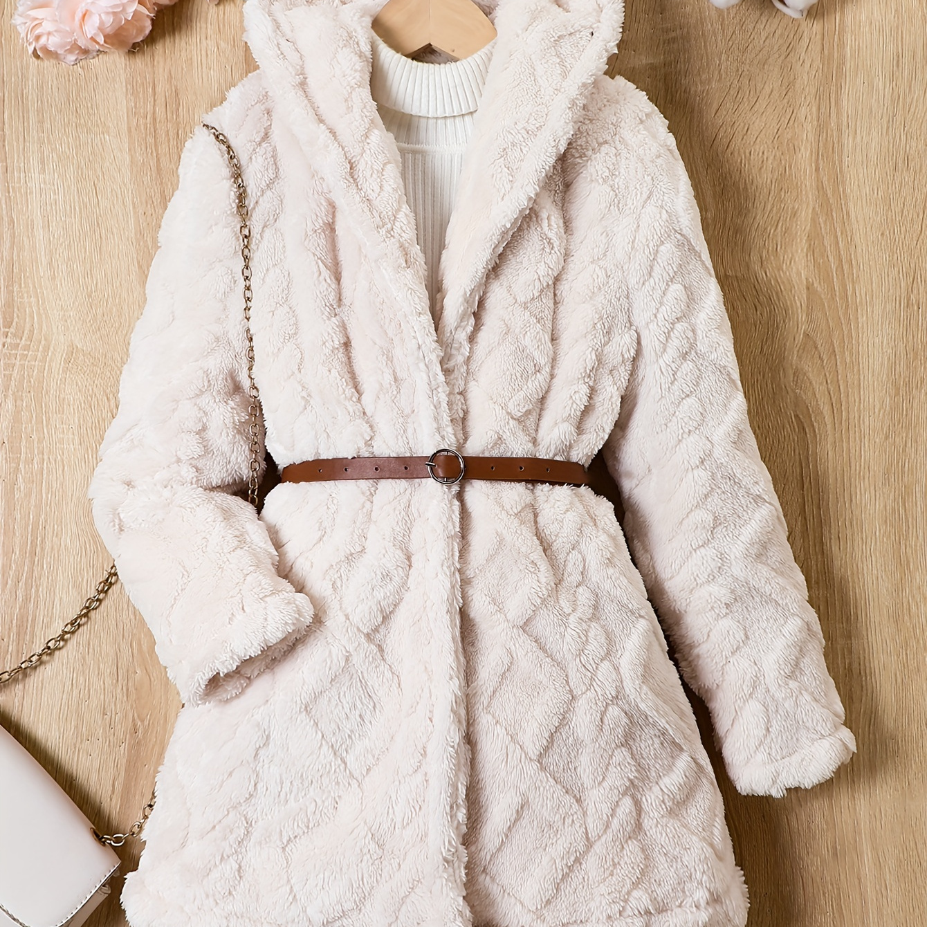 

Girls Winter Cardigan Overcoat Furry Fleece Open Front Hooded Teddy Coat For Pre Teen Girls Outwear