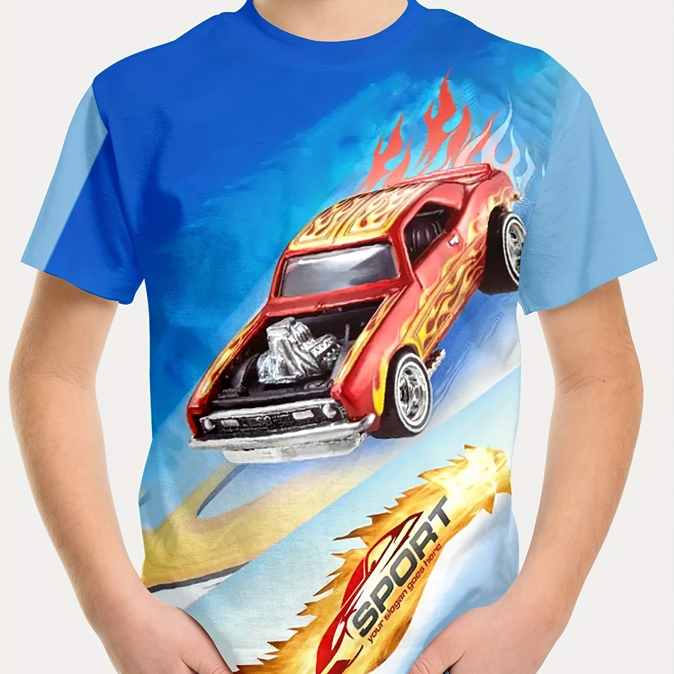 

Car 3d Print Short Sleeve T-shirts For Boys - Cool, Lightweight And Comfy Summer Clothes!