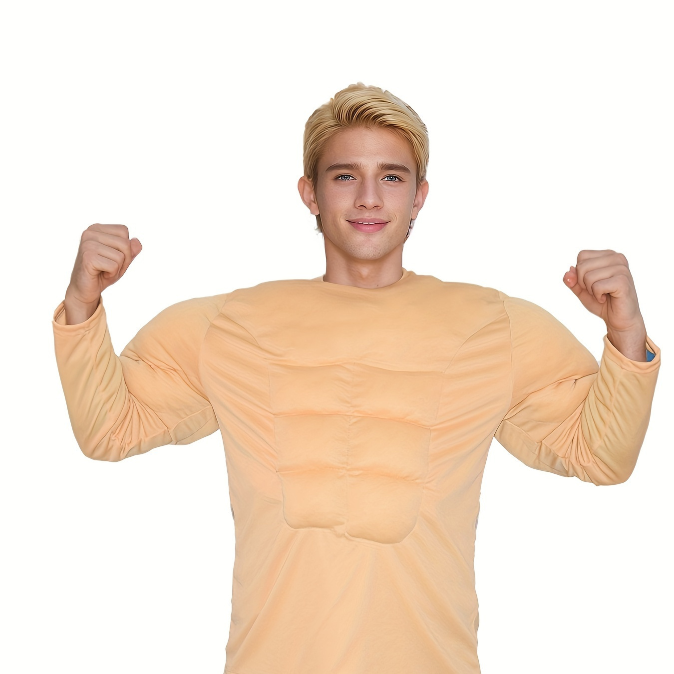 

Teen Boys Muscle Party Outfit - Funny Long Sleeve Padded Top, Fall/winter, Includes Zipper