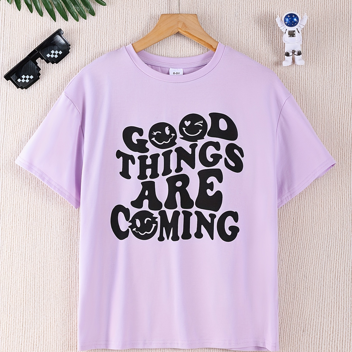 

Good Thins Are Coming Print Short Sleeve T-shirt, Casual Crew Neck Tees For Girls Summer Gift Outdoor