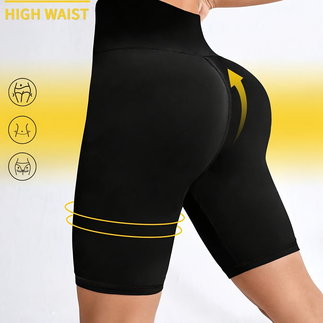 

Women's Sports Tight Fit High Elastic Waist Yoga Shorts, Solid Color Outdoor Running Cycling Fitness Sports Shorts