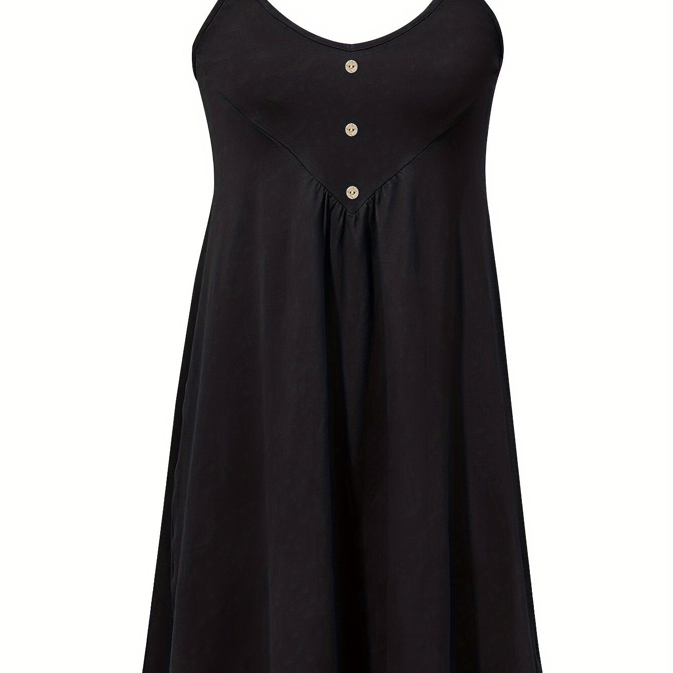 

Button Decor Spaghetti Strap Dress, Casual Sleeveless Cami Dress For Spring & Summer, Women's Clothing