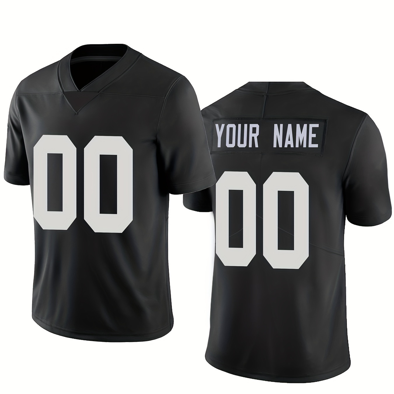 

Men's Personalized V-neck Football Jersey, Embroider Customized Name & Number, Comfy Top For Summer Sport