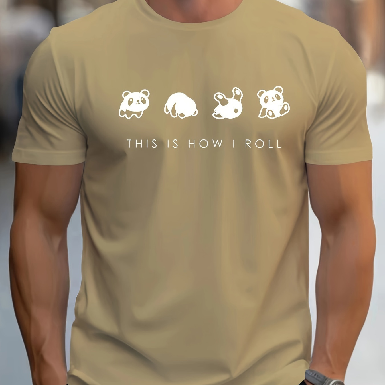 

Cute Panda Bears Print T Shirt, Tees For Men, Casual Short Sleeve T-shirt For Summer