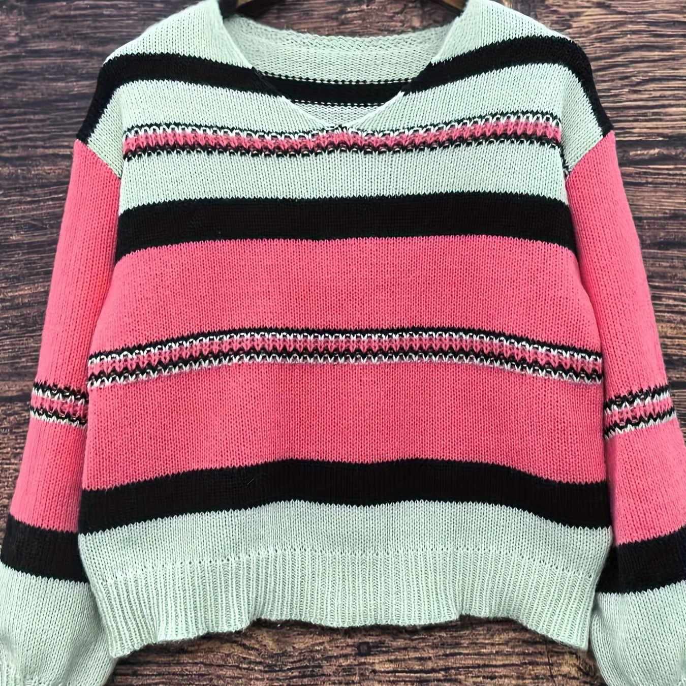 

Striped , Drop Shoulder Long Sleeve For & Fall, Women's Clothing