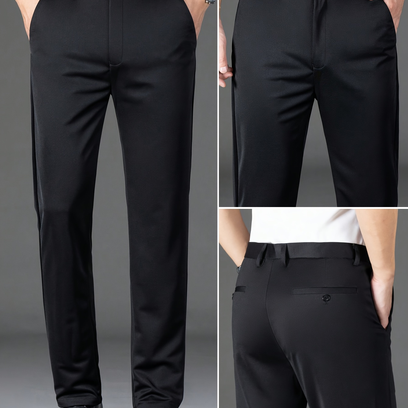 

Pantalons Noirs Élégants pour Hommes Xiaoming - Coupe Extensible, Jambe Droite, Léger, Tissu Anti-Rides, Lavable en Machine avec Poches - Idéal pour & le Port Décontracté