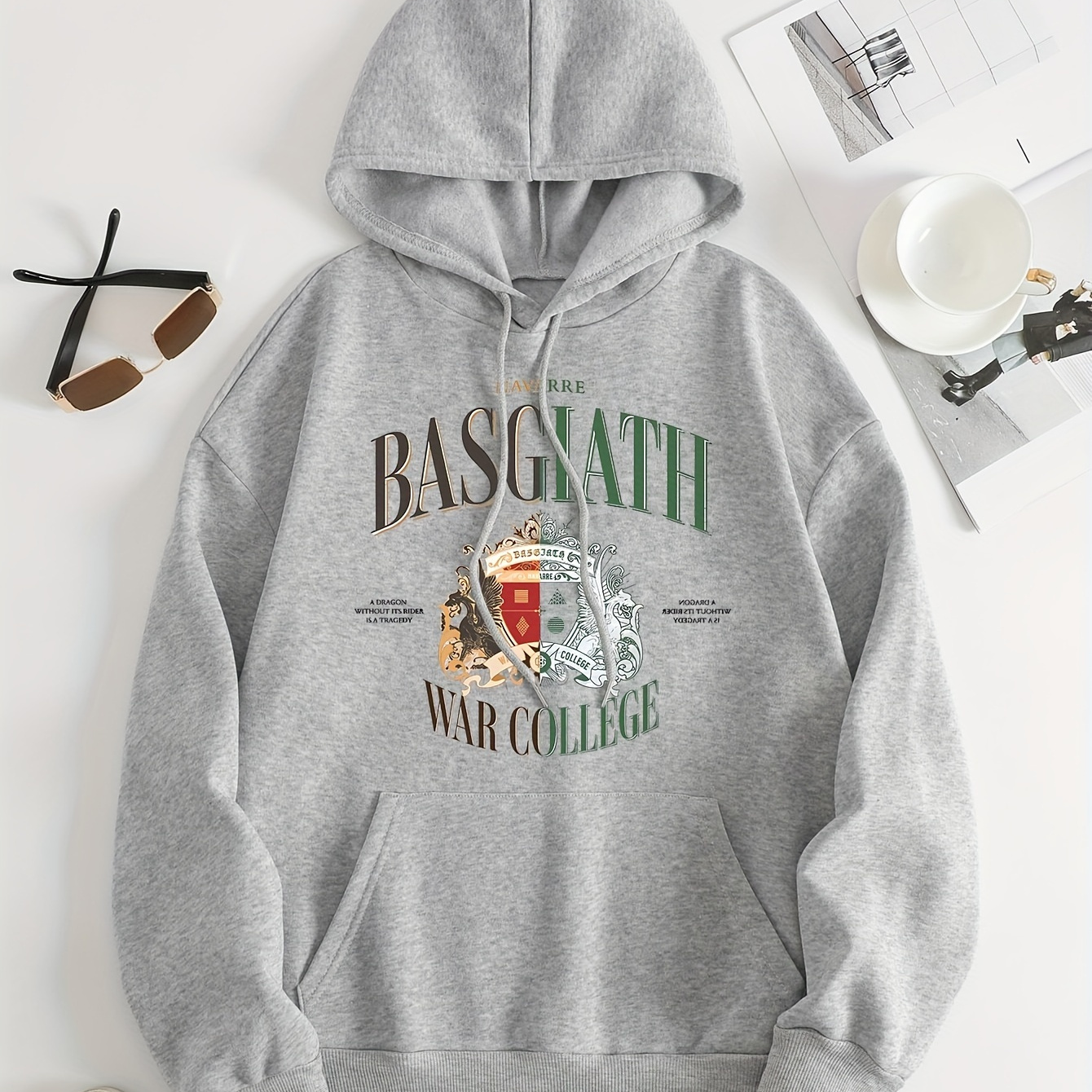 

Casual Hooded Sweatshirt With Fourth Wing , Polyester Knit Fabric Hoodie, Drawstring Hood, Alphabet Pattern, Unisex Fall/winter Hoodie