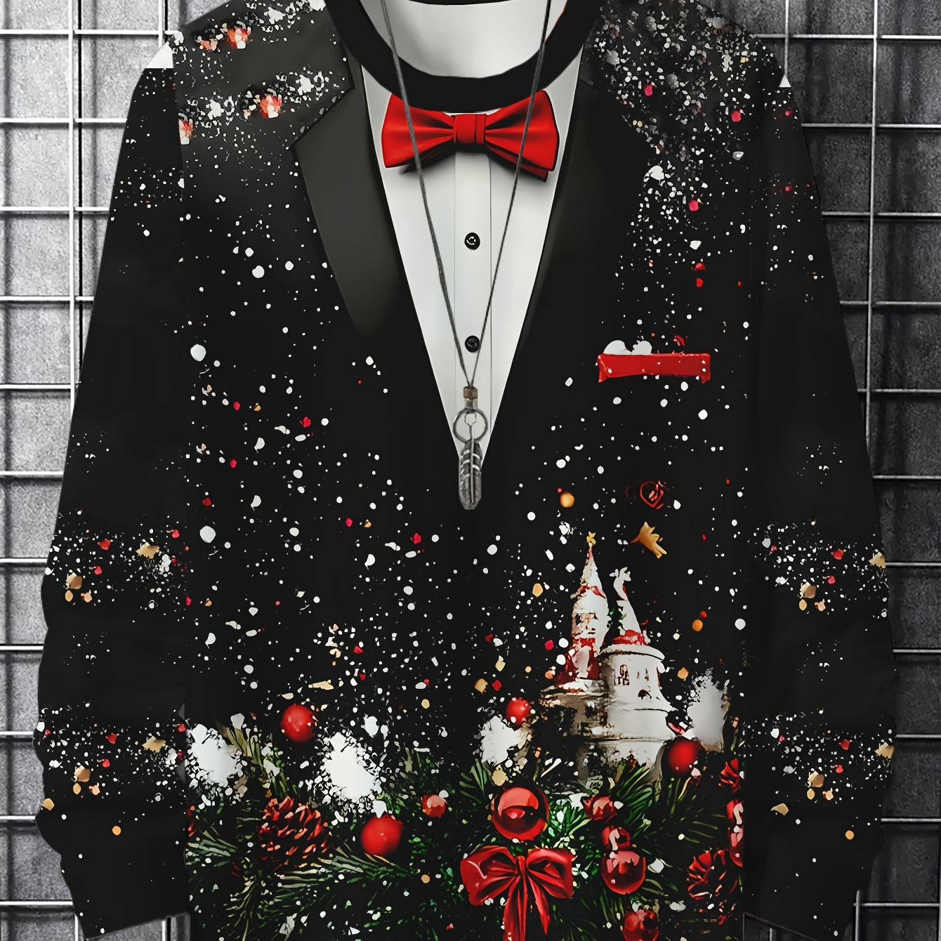 

Men's Casual Long Sleeve T-shirt With Christmas Print - Polyester, Machine Washable, Round Neck