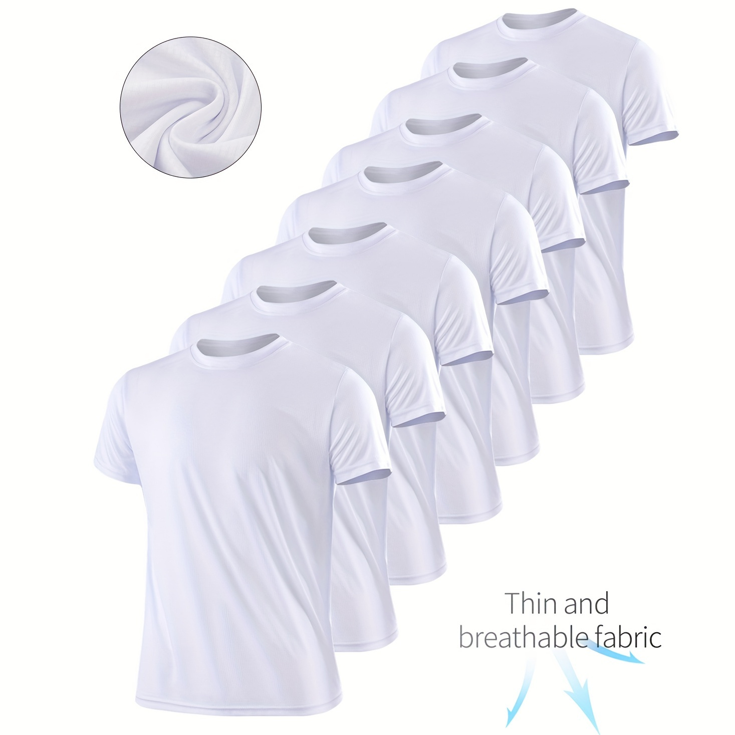 

7 Pcs Men's Solid Color Quick-drying T-shirt, Stretch Loose Tees For Running, Gym Training