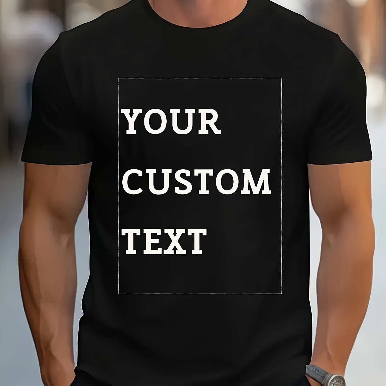 

Customizable, Your Custon Text, Personalized Design, Men's Casual Round Neck Short-sleeved T-shirt, 100% Cotton, Knitted, Comfortable Fabric, Great Gift