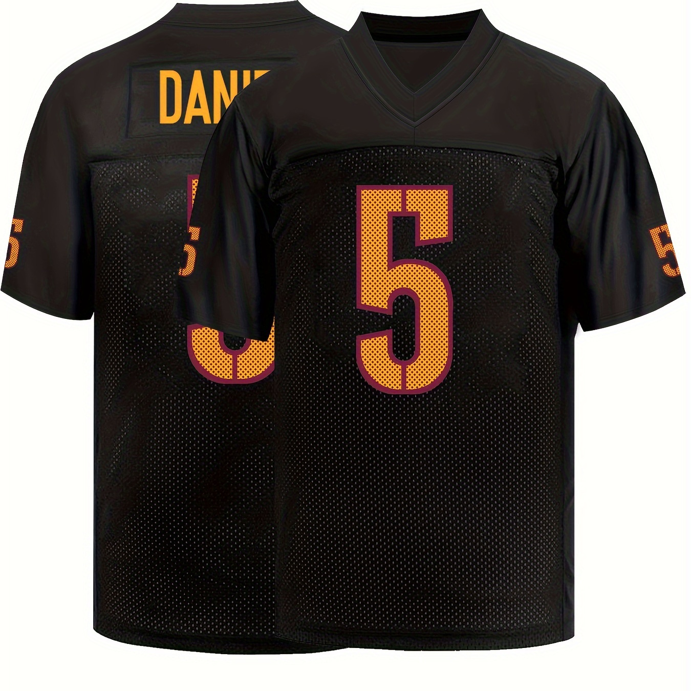 

Men's #5 Black Breathable American Football Jersey With V-neck Embroidery For Breathable And Fashionable Jersey