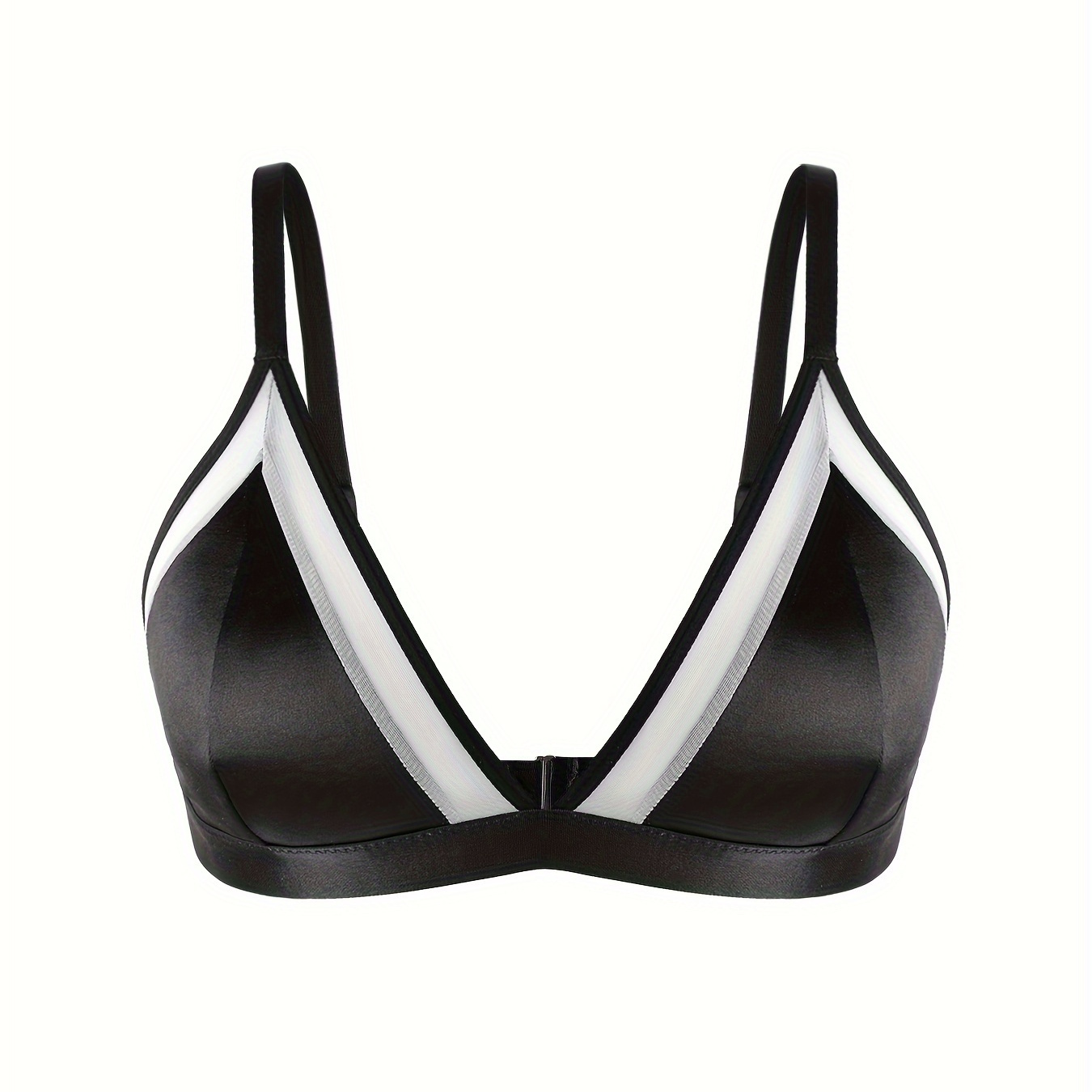 Women's Sexy Bra, Plus Size Contrast Mesh Deep V Neck Semi Sheer ...