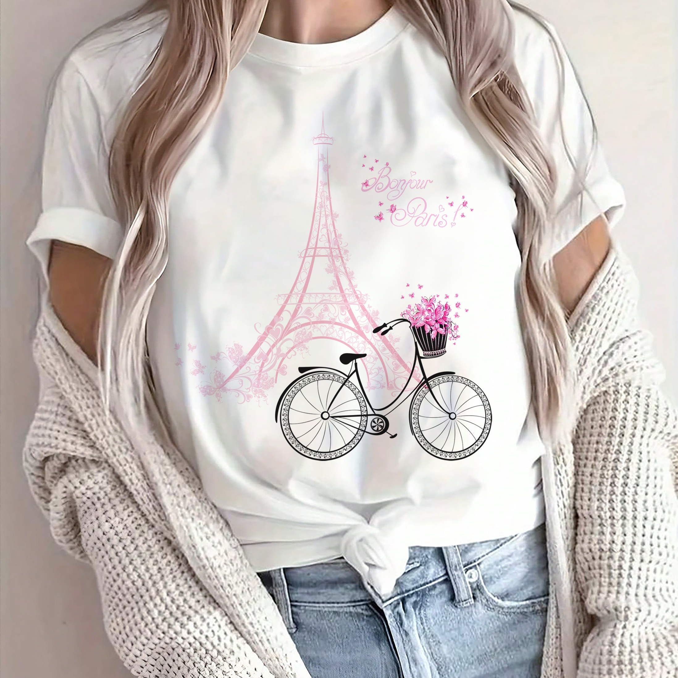 

Print Short Sleeve T-shirt, Casual Crew Neck Top For , Women's Clothing