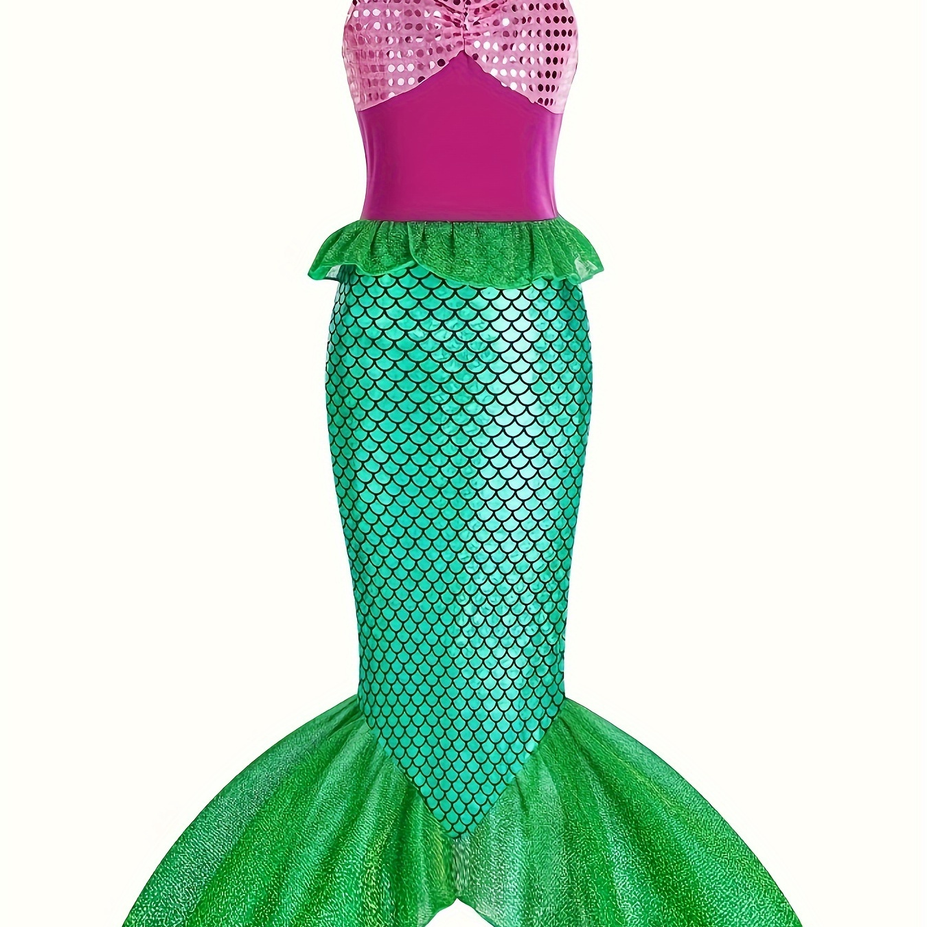 

Color Splicing Girls Mermaid Fishtail Princess Dress - Ideal For Halloween Party/ Performance/ Birthday