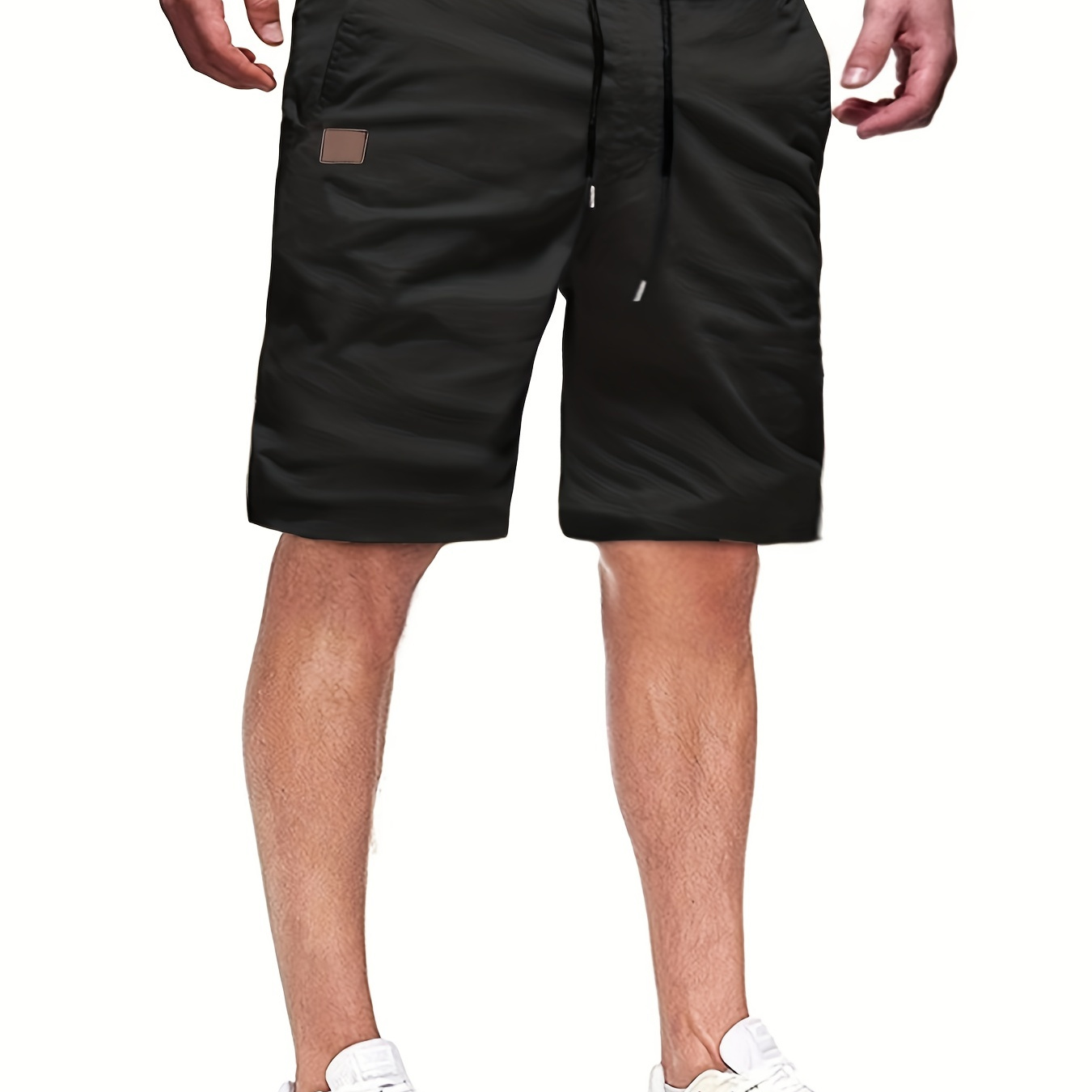 

Slant Pockets Comfy Shorts, Men's Casual Solid Color Waist Drawstring Shorts For Summer Basketball Beach Resort, Bermuda Shorts